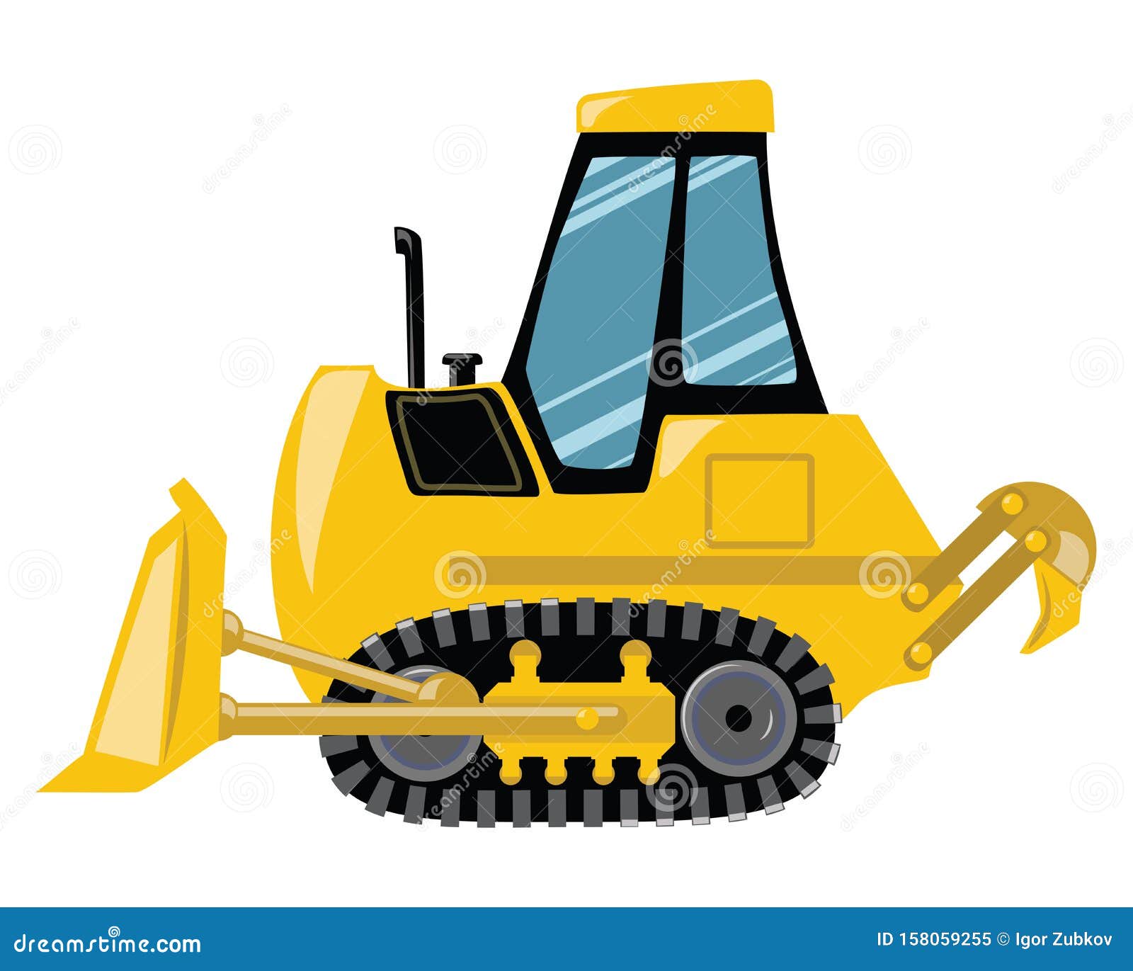 Cartoon Bulldozer. Vector Illustration of Construction Machinery