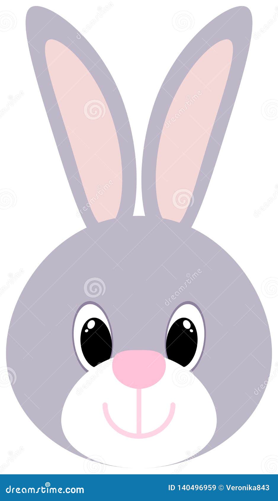 Cartoon Bunny Head Icon. Easter Symbol. Cute Rabbit Clipart Stock ...