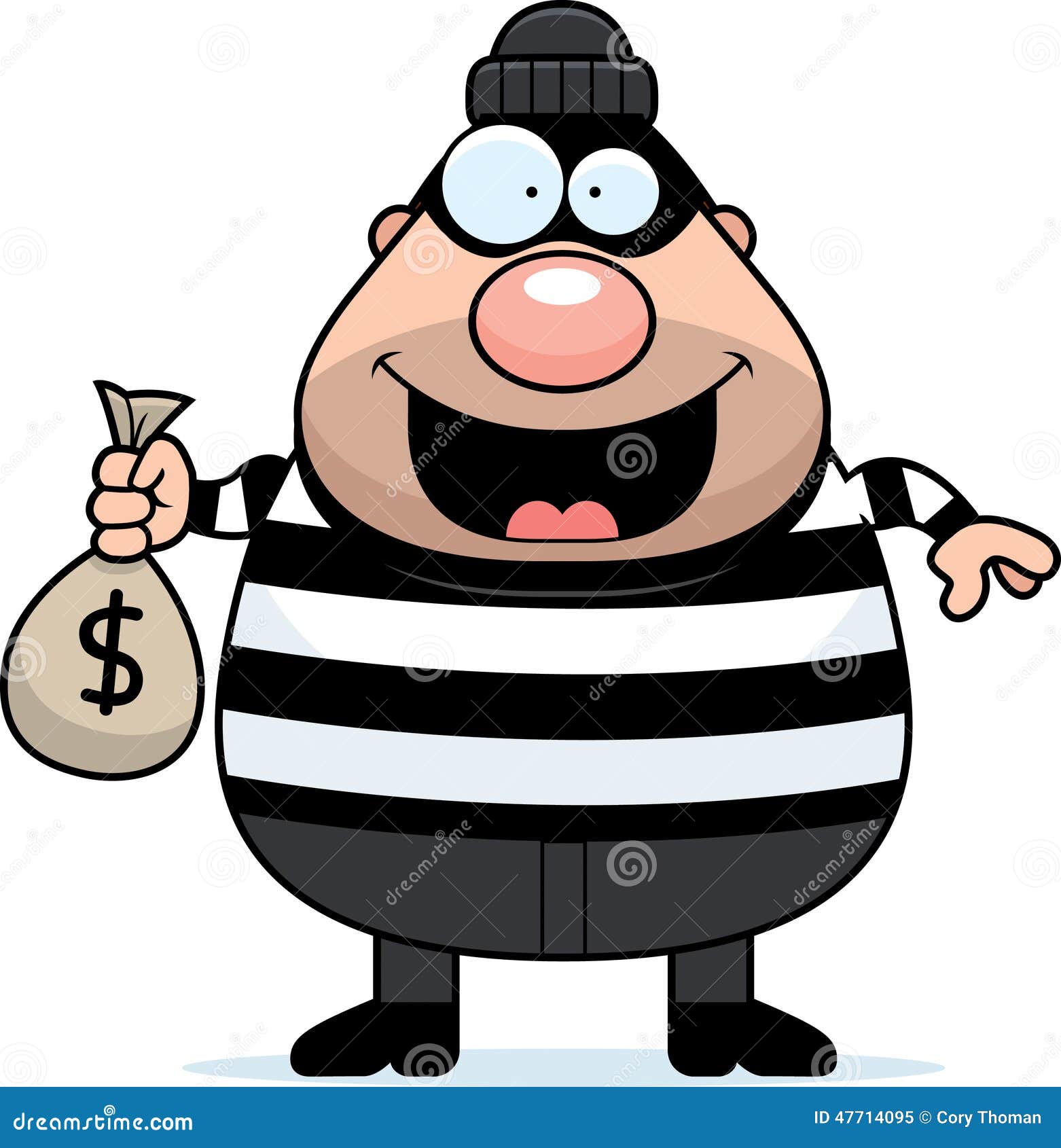 Cartoon Burglar Moneybag stock vector. Image of robber - 47714095