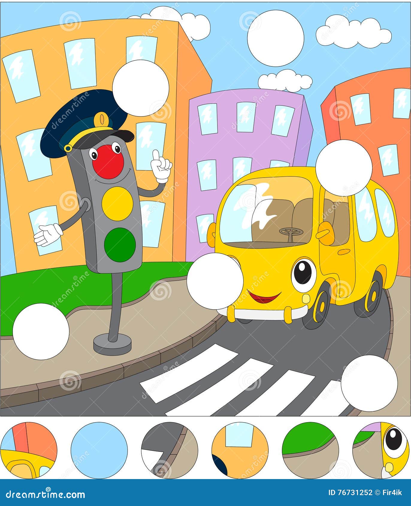 Cartoon Bus and Traffic Lights. Complete the Puzzle and Find the Stock Vector - Illustration of creativity, child: 76731252 Cartoon Bus and Traffic Lights. Complete the Puzzle and Find the Stock Vector - Illustration of creativity, child: 76731252