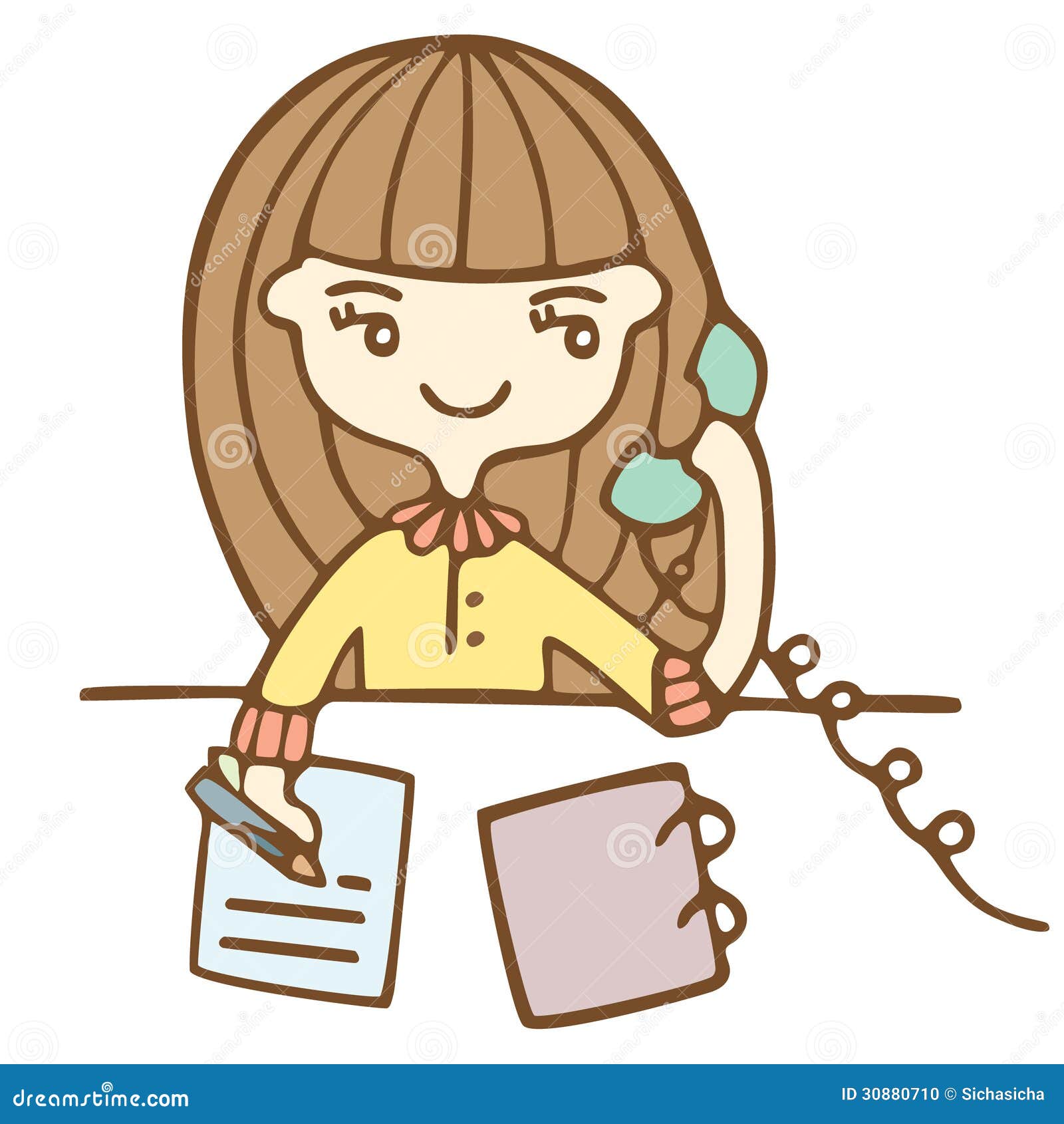 Cartoon Business Woman Calling Phone Stock Illustrations 140