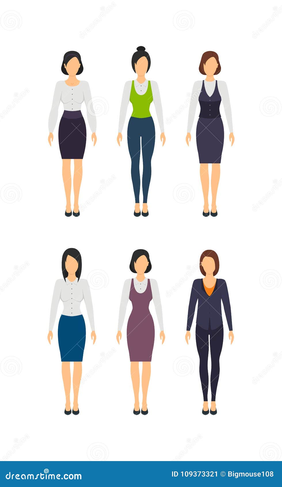 Cartoon Business Woman Set Staff Dress Style. Vector Stock Vector ...