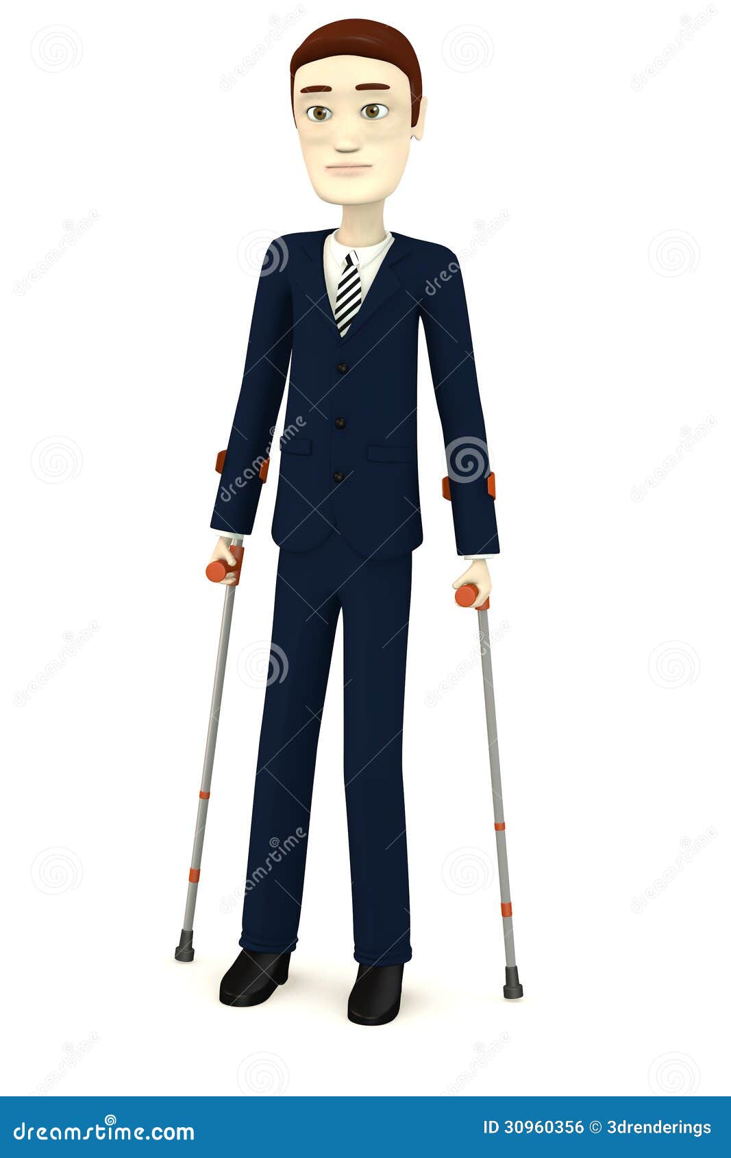 Cartoon Businessman with Crutches Stock Illustration Illustration of