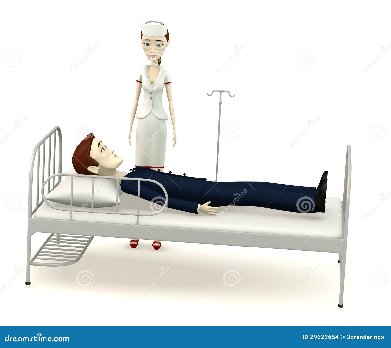 Cartoon Businessman on Hospital Bed with Nurse Stock Illustration -  Illustration of character, toon: 29623654