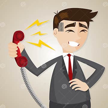 Cartoon Businessman with Loudness from Telephone Stock Vector ...