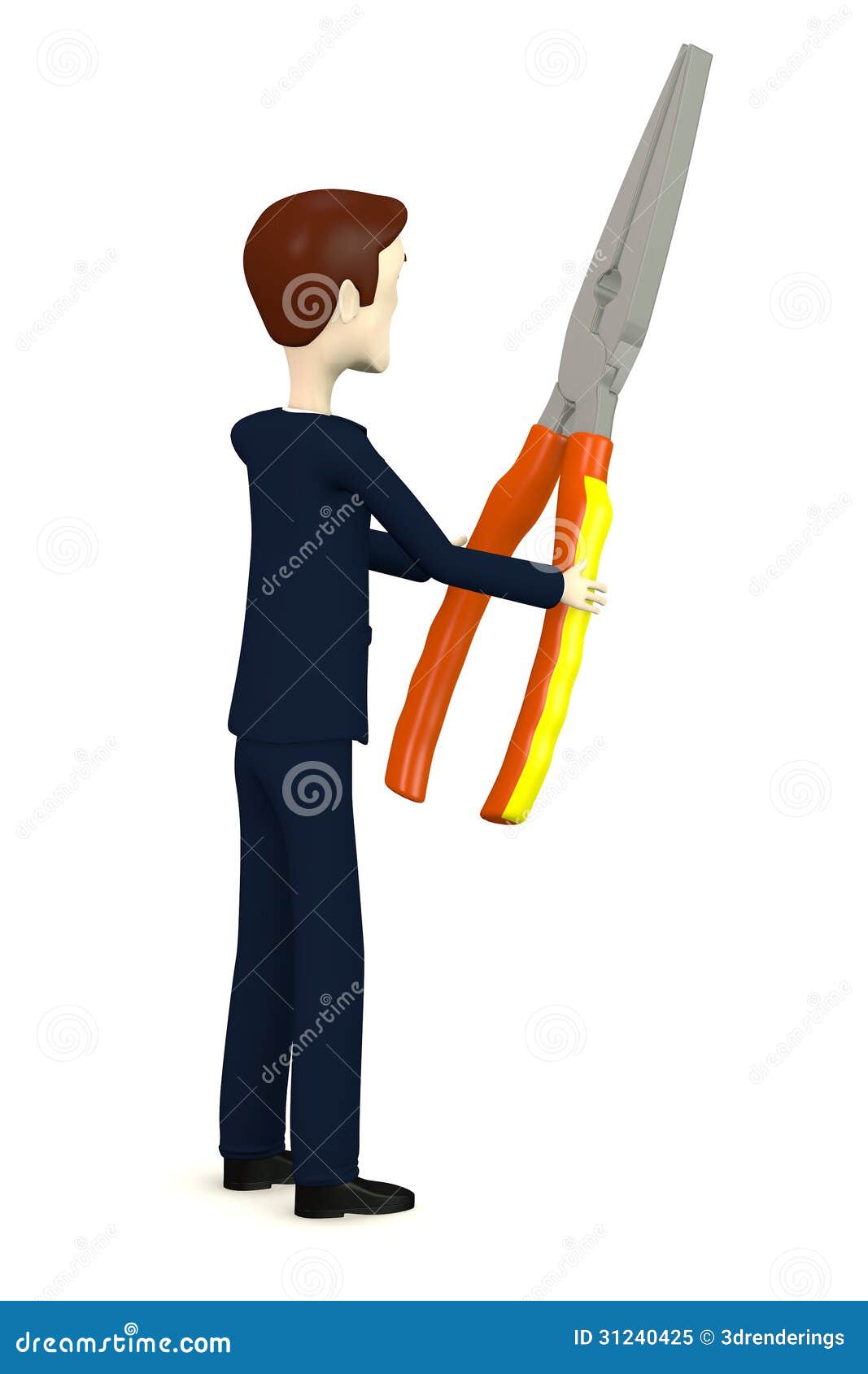 Cartoon Businessman with Pliers Stock Illustration Illustration of