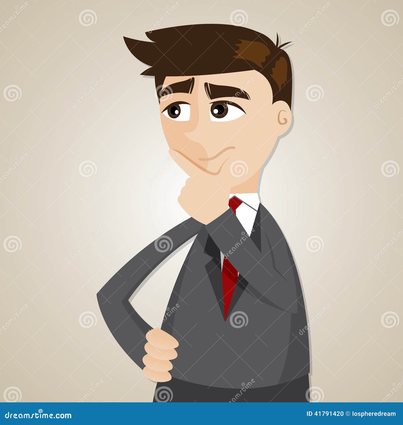 Cartoon Businessman Thinking Vector Illustration