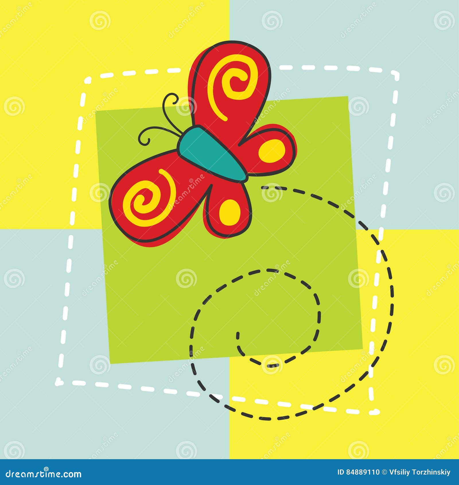 Cartoon Butterfly for Birthday Card Stock Vector Illustration of isolated, color 84889110