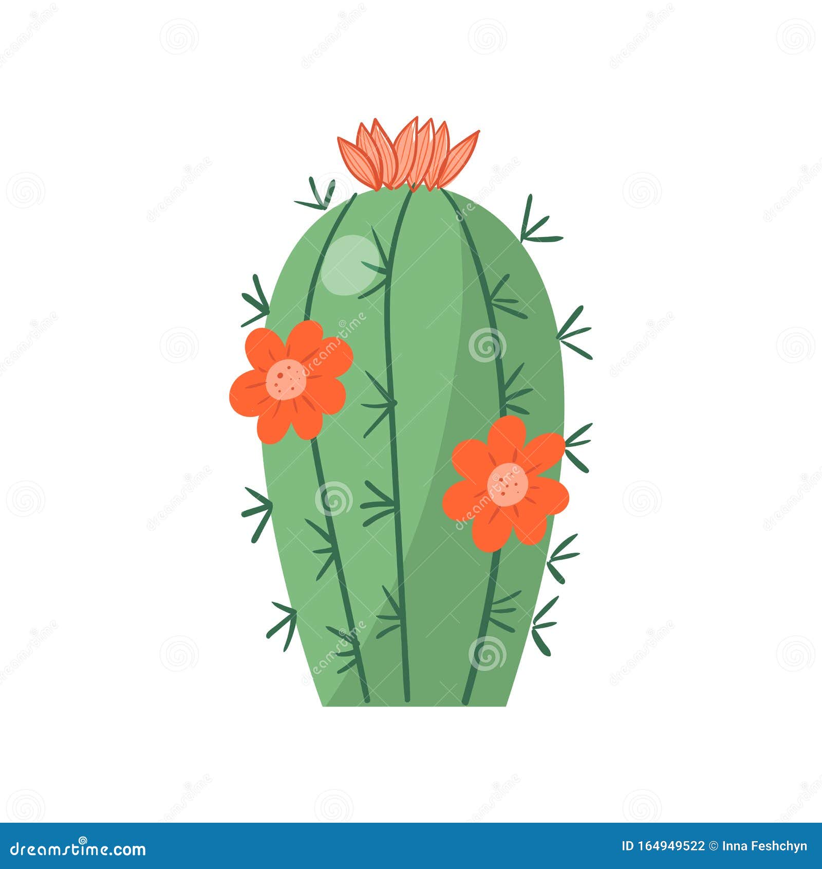 Cartoon Cactus. Vector Bright Cacti. Colored, Bright Cacti Flowers Isolated  on White Background Stock Vector - Illustration of leaf, plant: 164949522