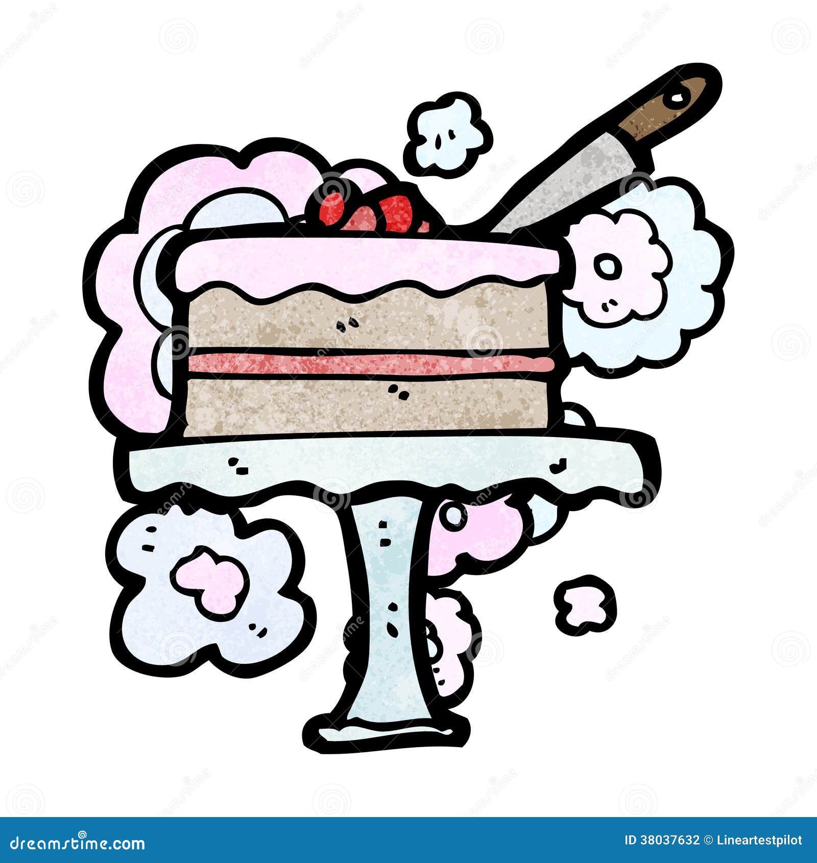 Cartoon cake on cakestand stock vector. Illustration of hand 38037632
