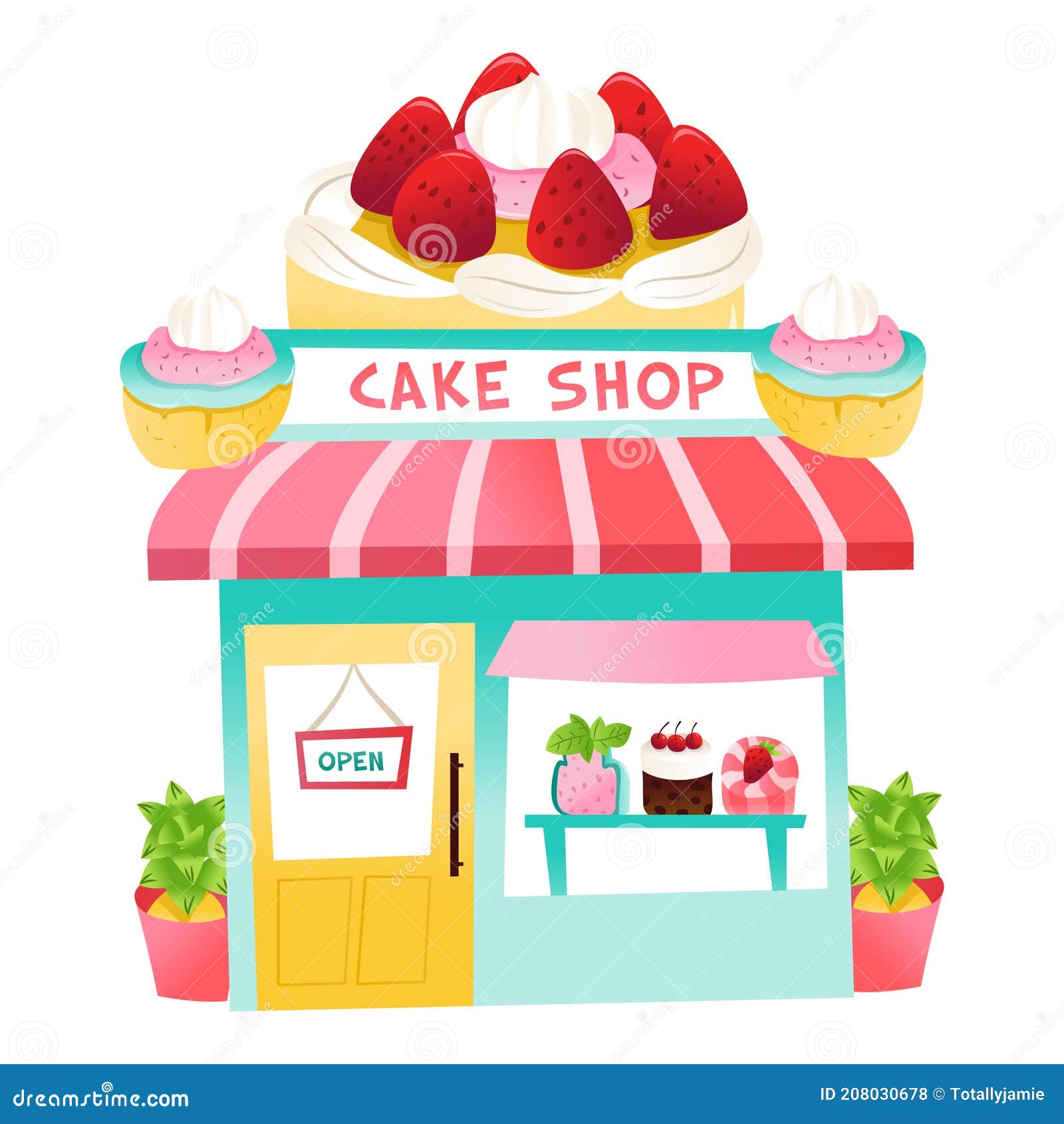 Cartoon Cake Shop stock illustration. Illustration of shop 208030678