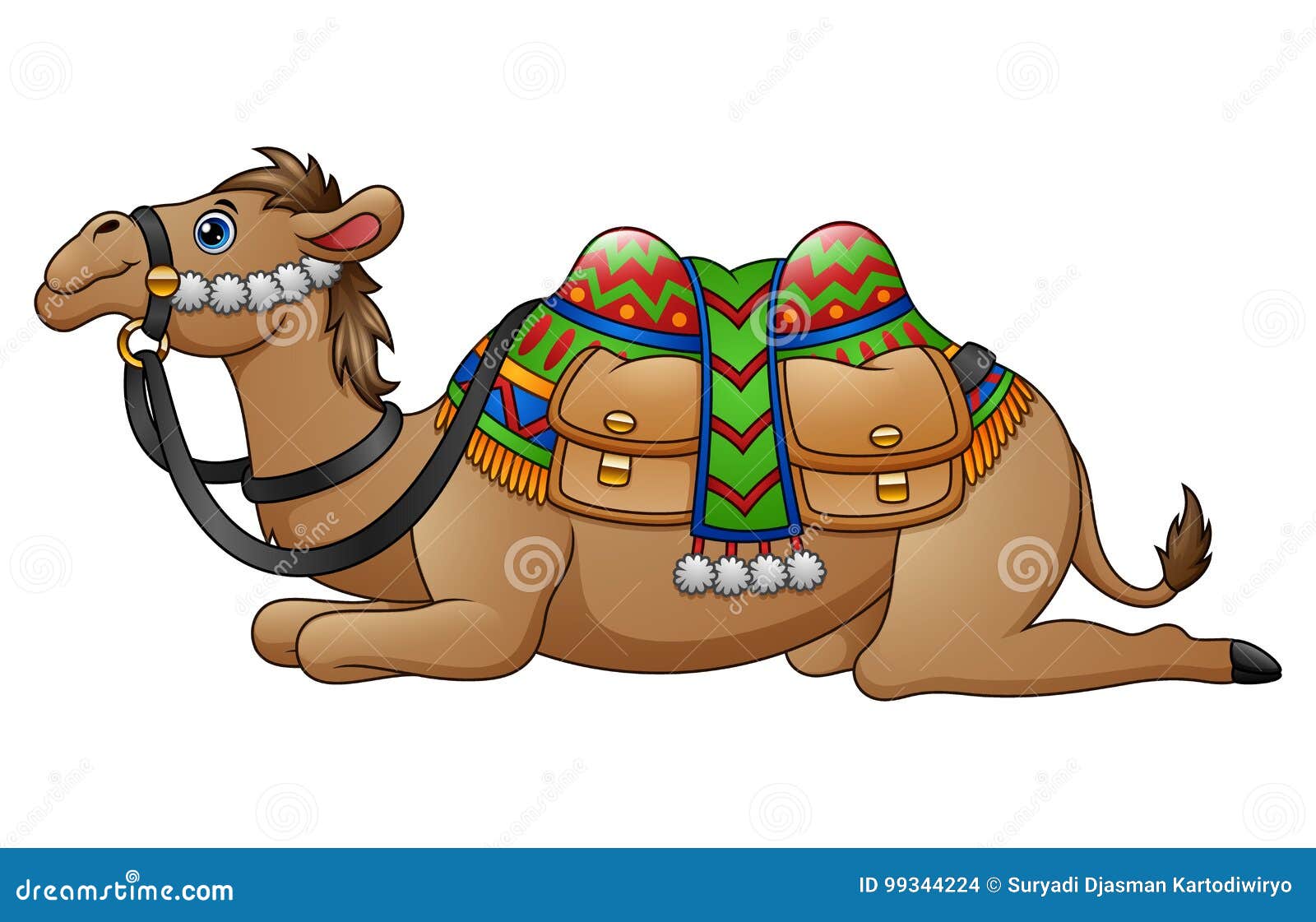 Cartoon camel with saddle stock vector. Illustration of animal - 99344224