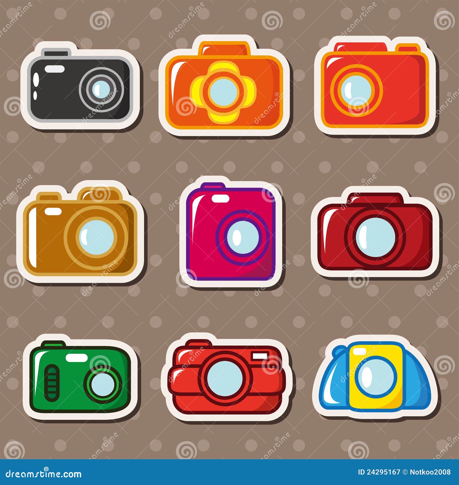 Cartoon camera stickers stock vector. Illustration of footage 24295167