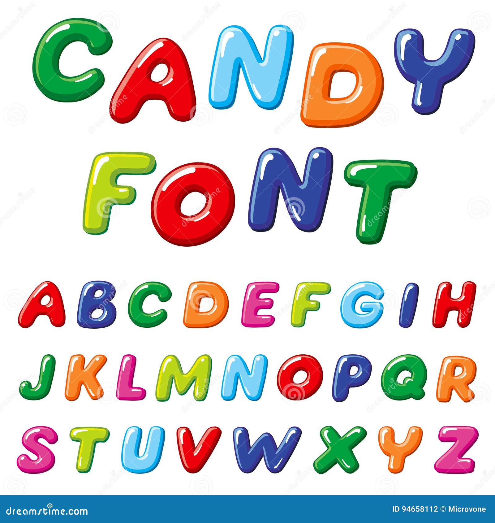 cartoon candy kids  font. rainbow funny alphabet