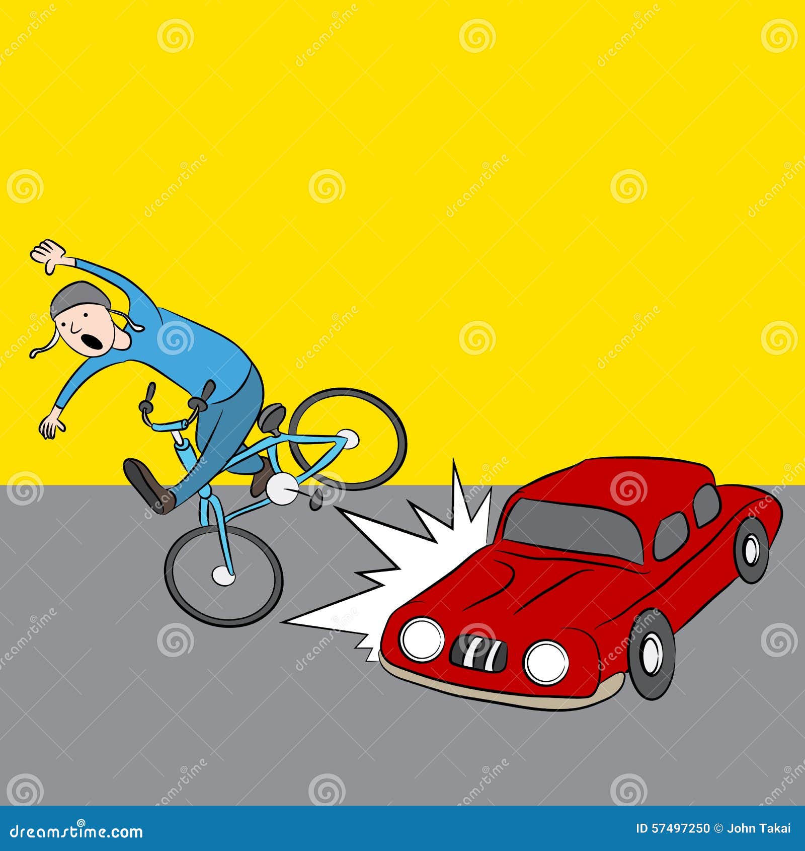 Cartoon Car Hits Bike Rider Stock Vector - Illustration of traffic, rider:  57497250