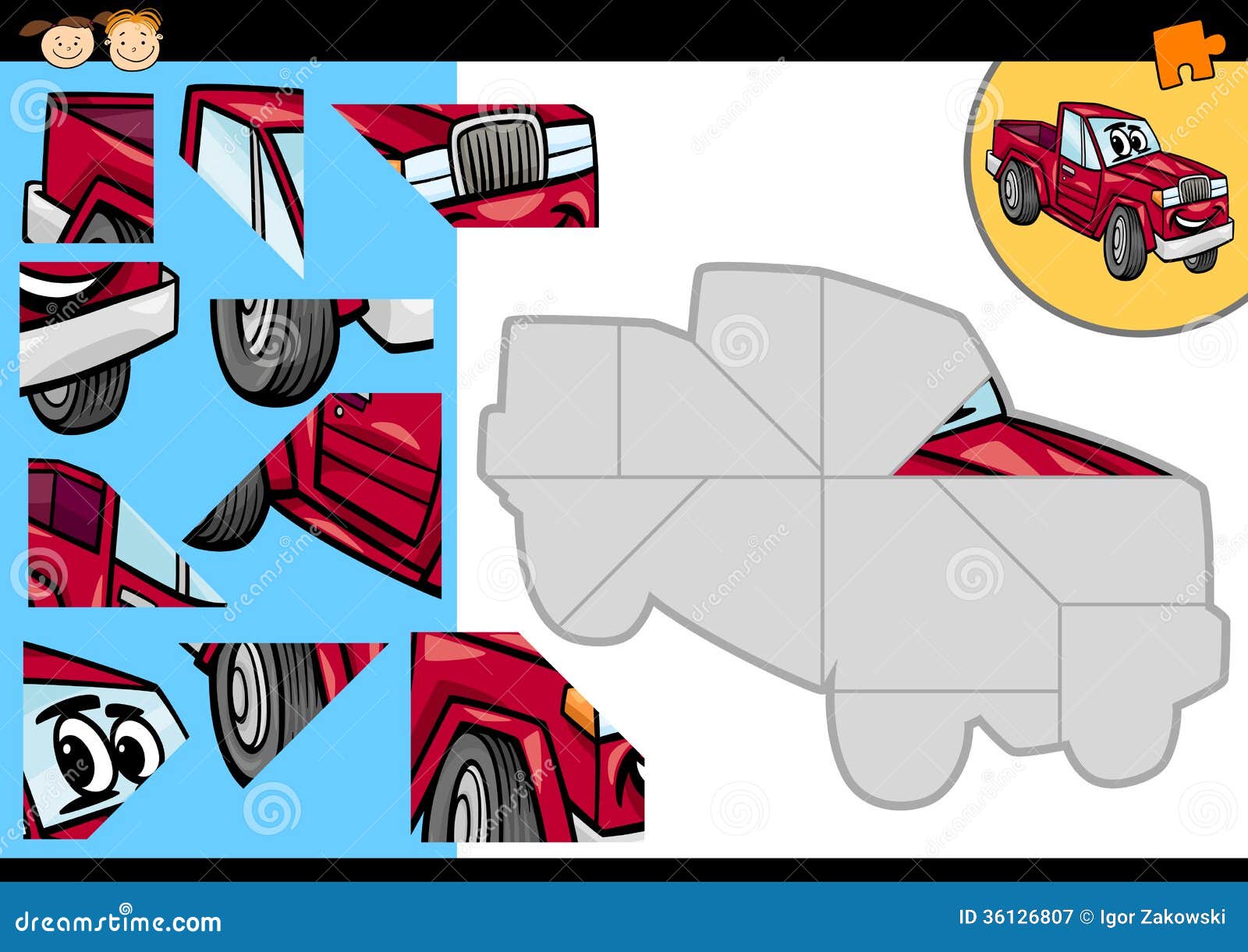 Cartoon Car Jigsaw Puzzle Game Stock Vector - Illustration of drawing,  diagram: 36126807