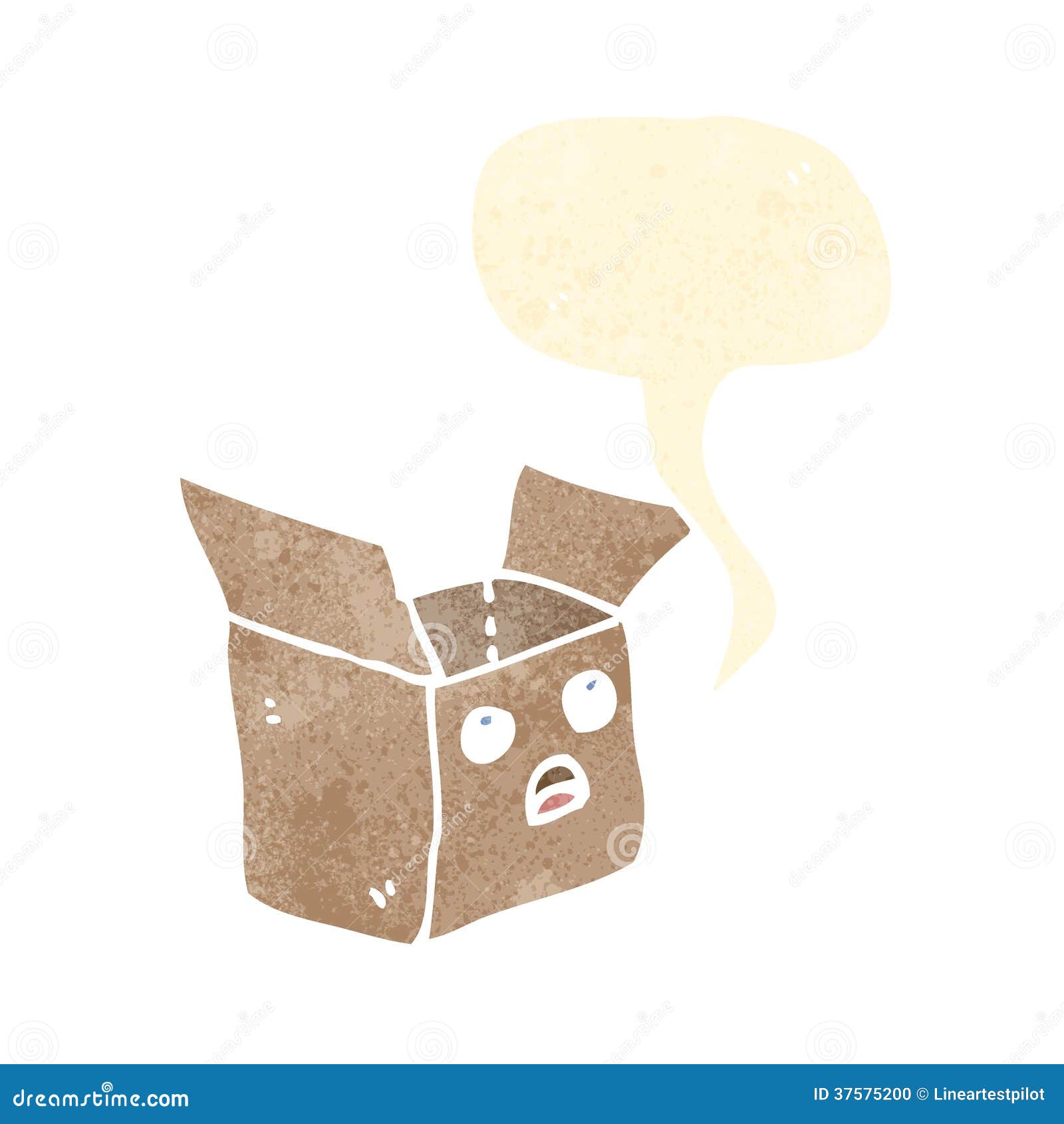Cartoon Cardboard Box With Face Vector Illustration