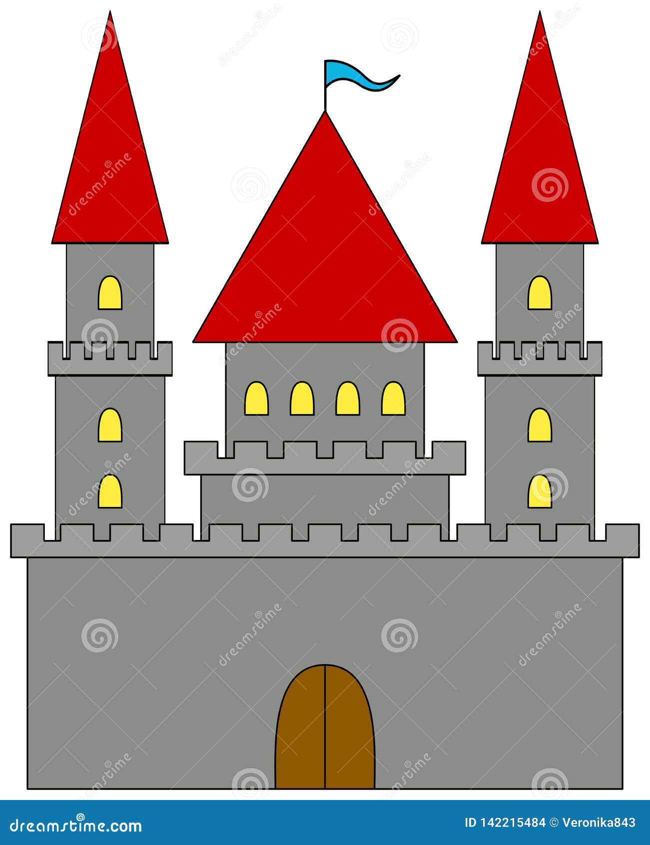 Cartoon Castle Clipart. Fortress with Walls Stock Vector - Illustration of  noble, house: 142215484