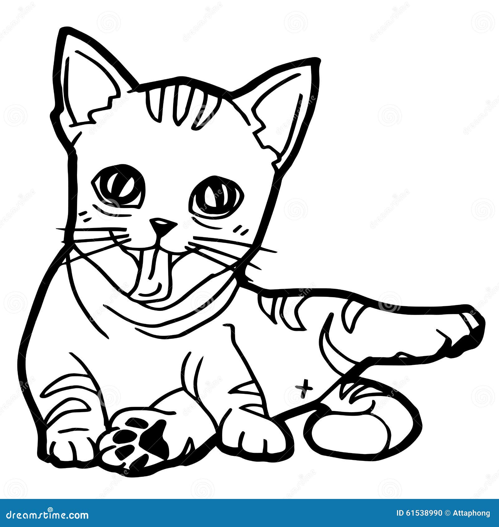 Download Cartoon Cat Coloring Page stock vector. Illustration of ...