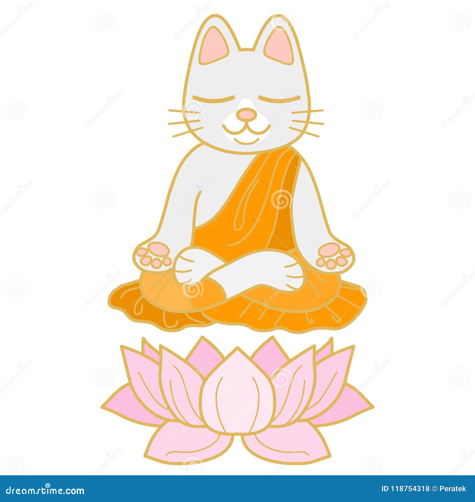 Cute Cartoon Cat And Dog Meditating Stock Illustration - Download