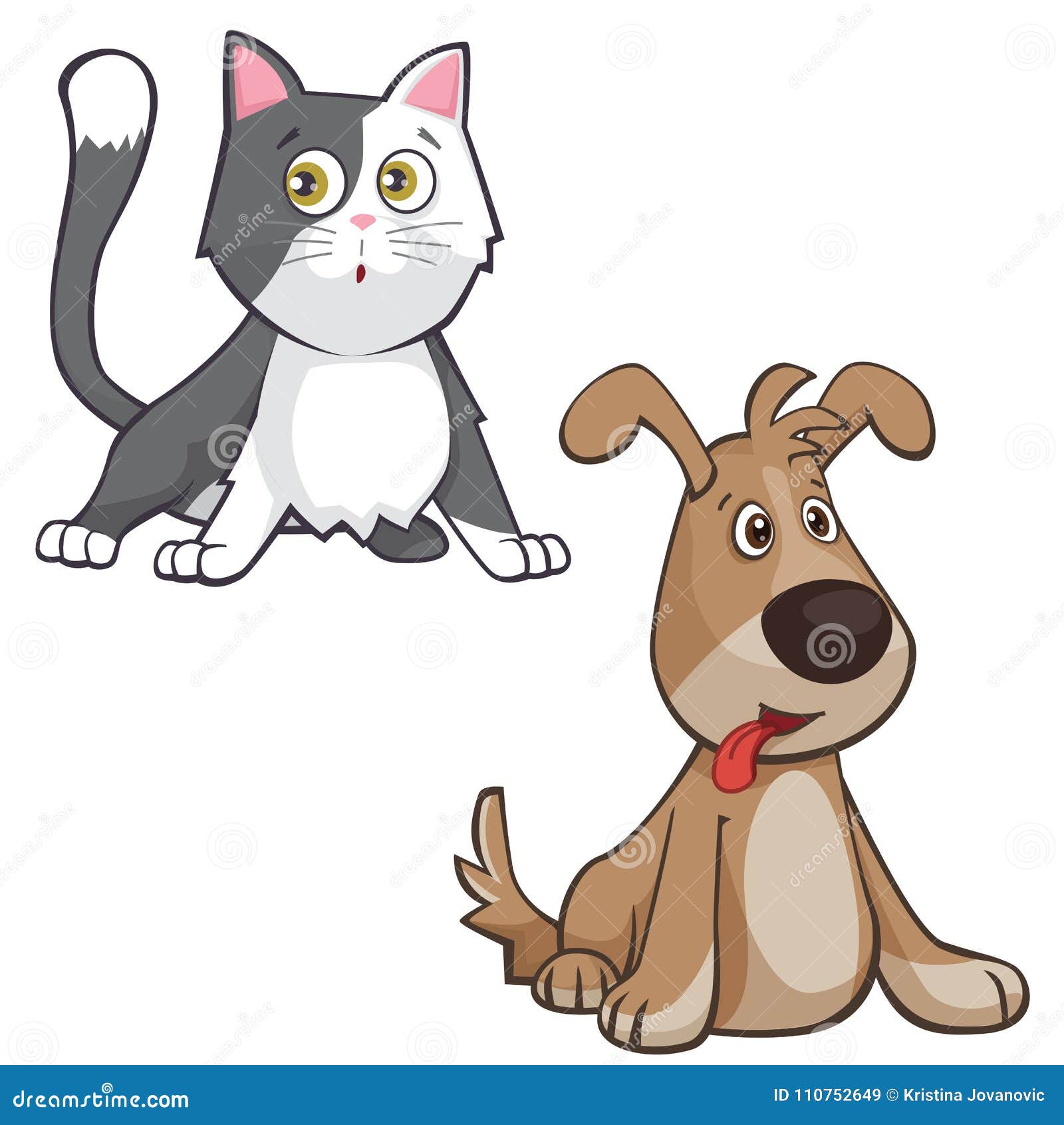 Cartoon Cat and Dog Illustrations Stock Vector - Illustration of goofy,  isolated: 110752649
