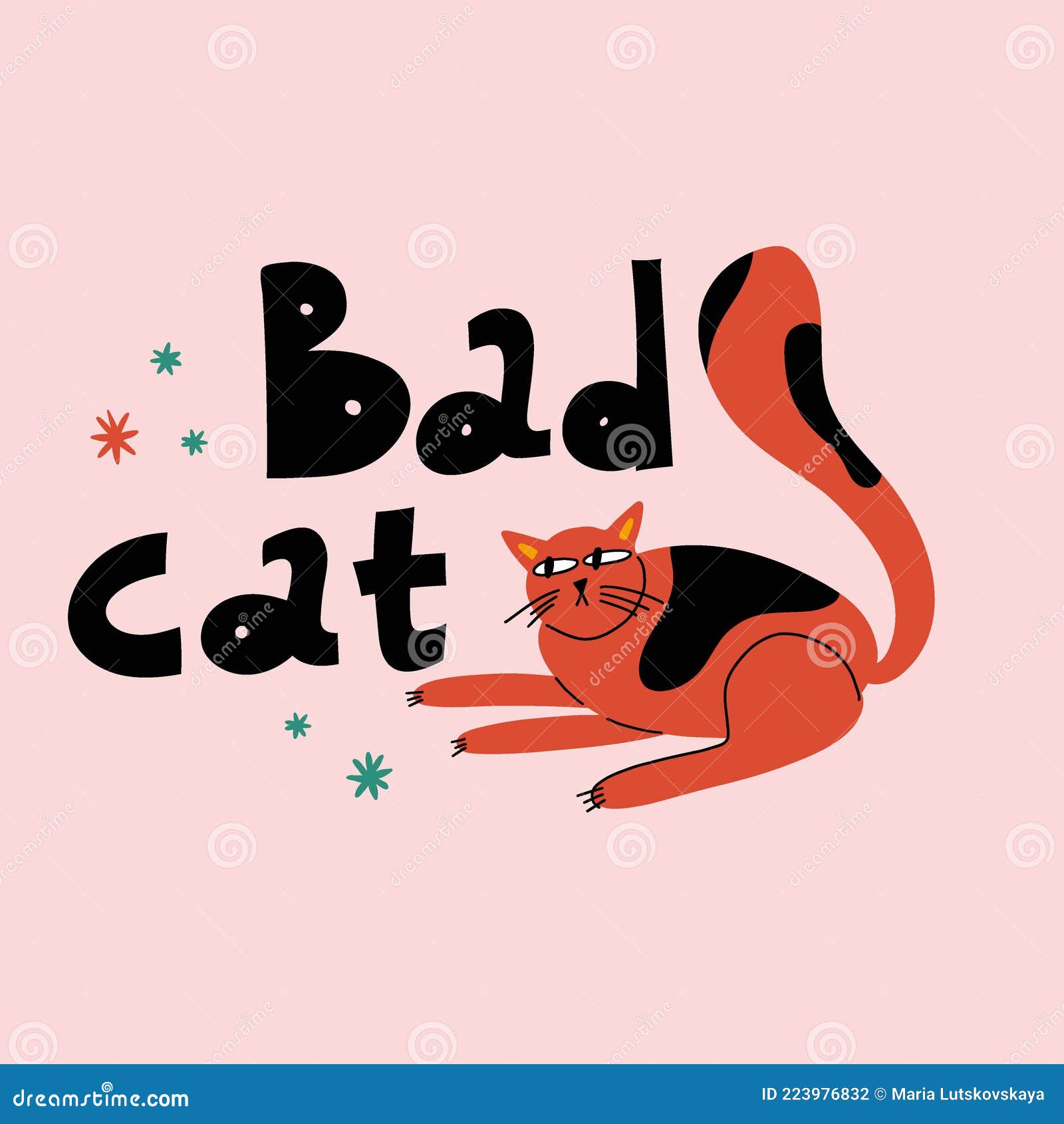 Cartoon cat. Funny Pets vector illustration. - Stock