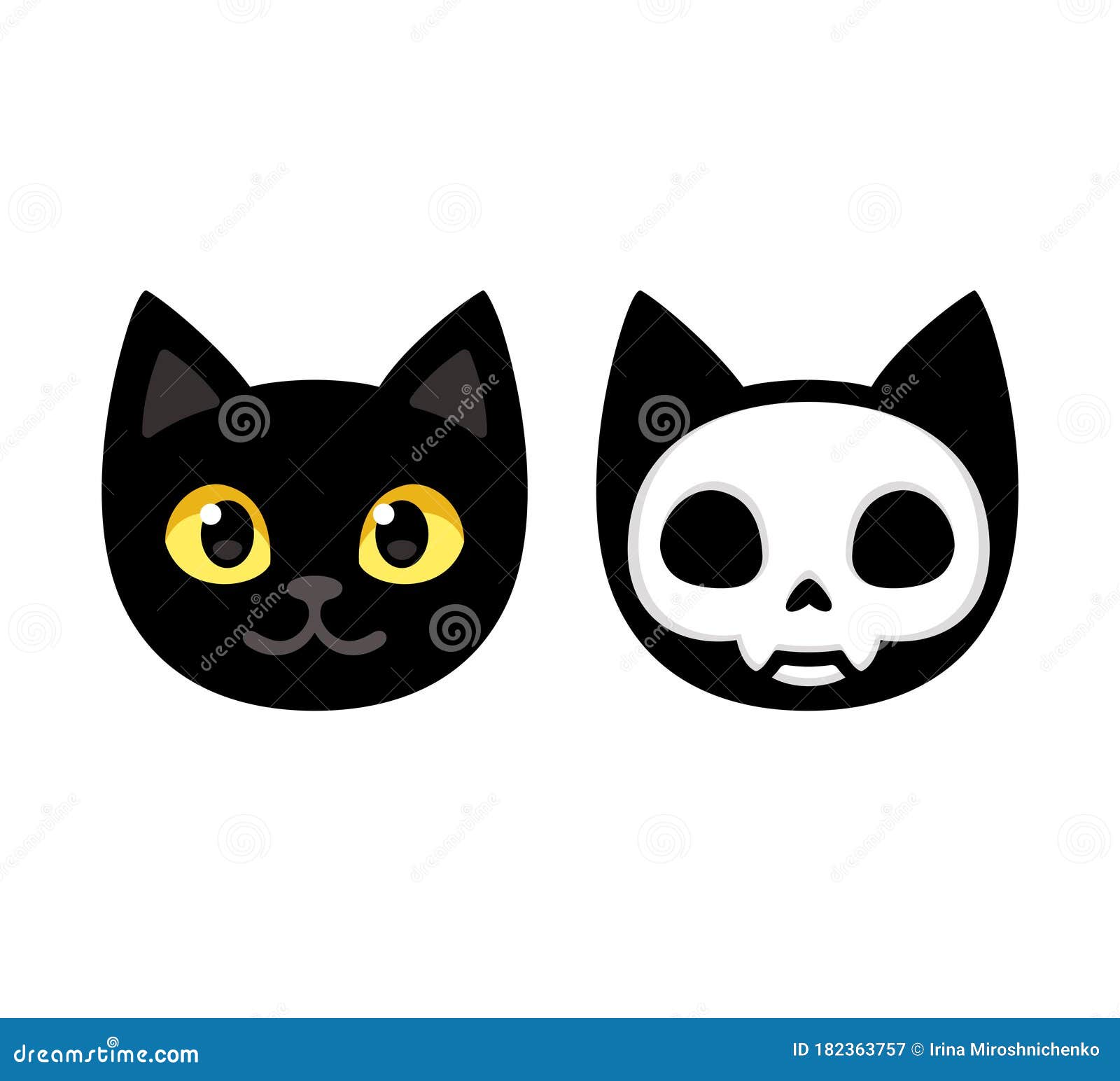 Cartoon cat head skull stock vector. Illustration of funny - 182363757