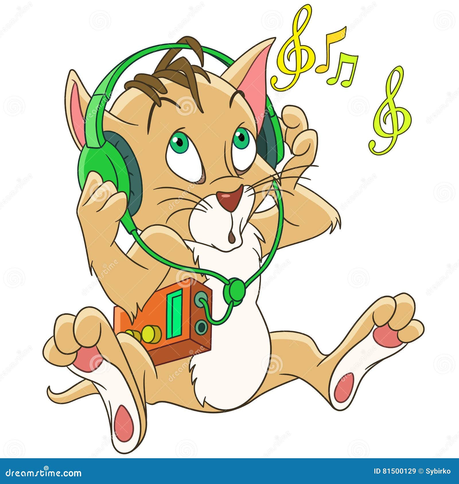 Cartoon Cat Music Headphones Stock Vector - Illustration of animal, mammal:  81500129
