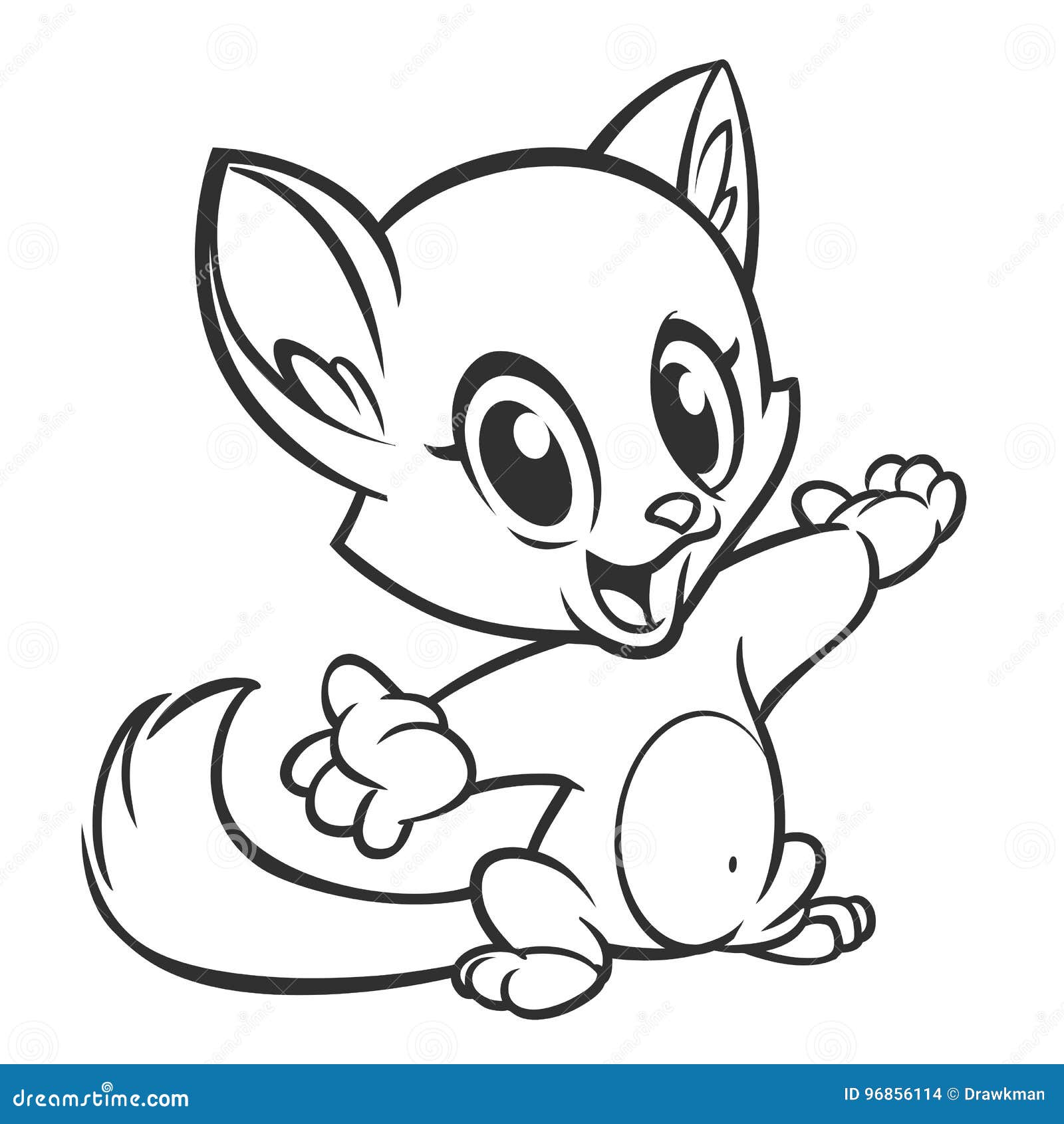 Cartoon Cat Outlined. Vector Cat Coloring Illustration. Stock Vector