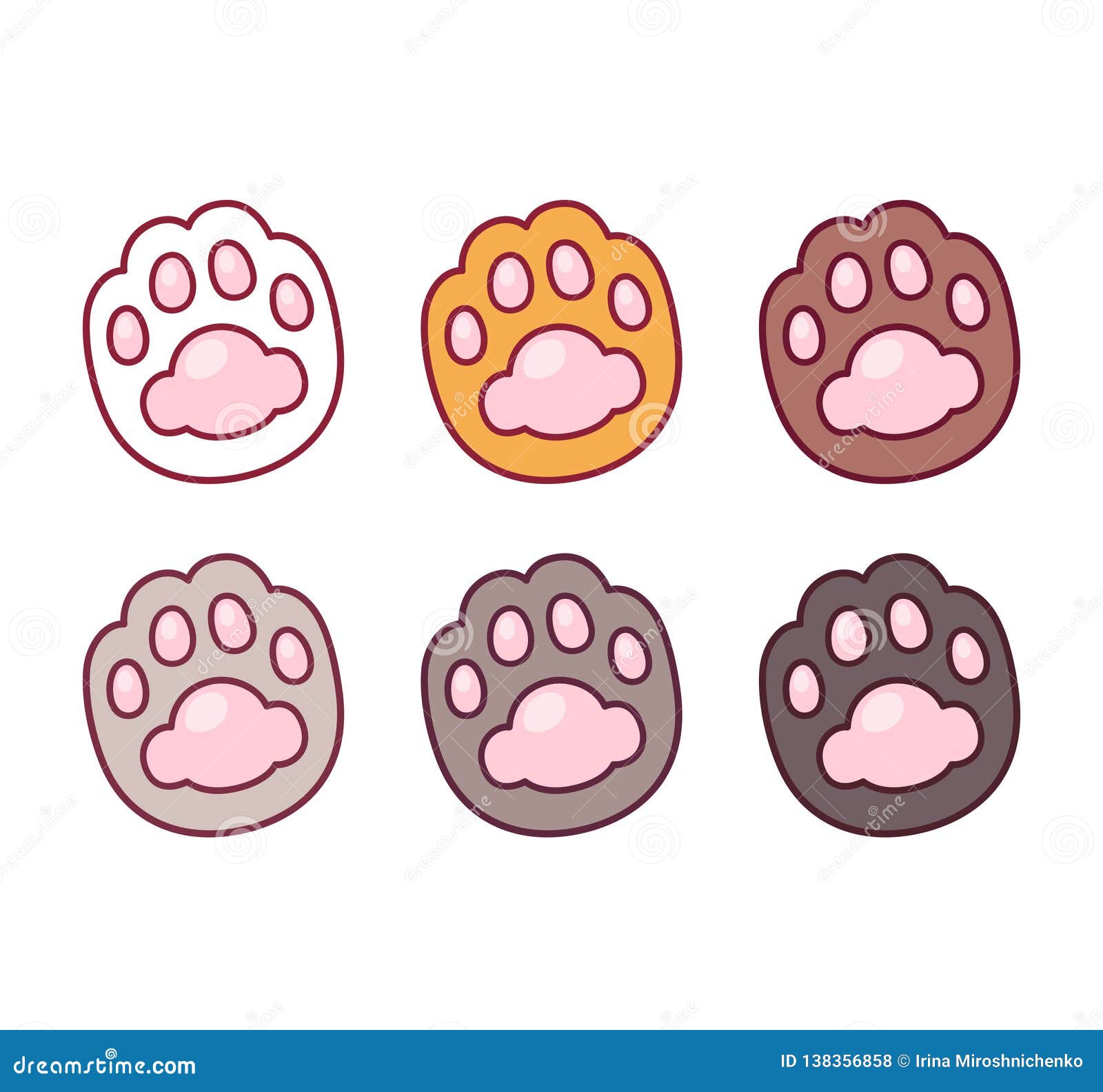 Cartoon cat paw prints set stock vector. Illustration of logo - 138356858 Cartoon cat paw prints set stock vector. Illustration of logo - 138356858