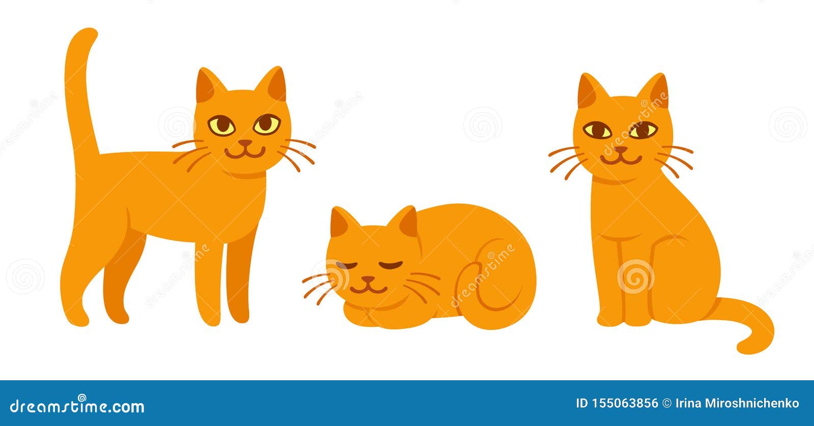 Cartoon cat set stock vector. Illustration of expression - 155063856