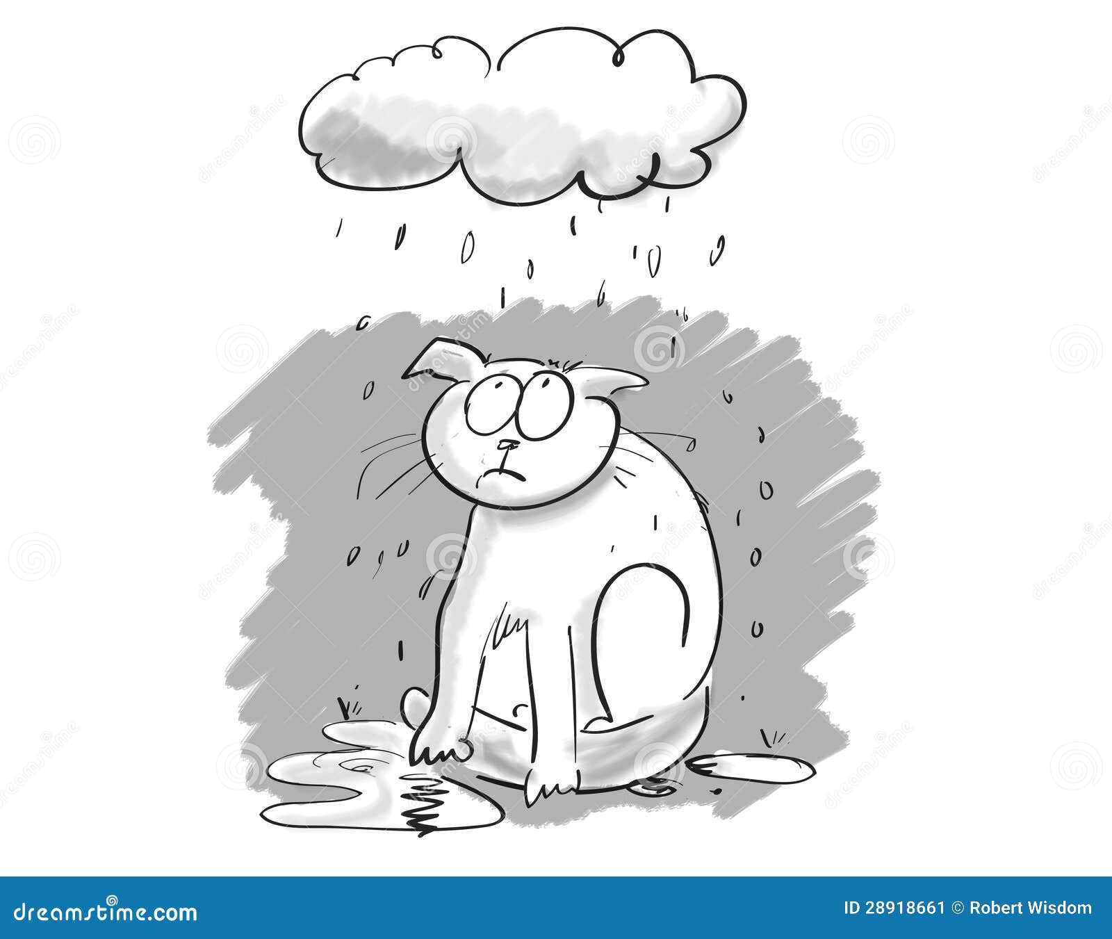 Cartoon Cat Under Gloomy Cloud Stock Illustration - Illustration of  depressed, glum: 28918661