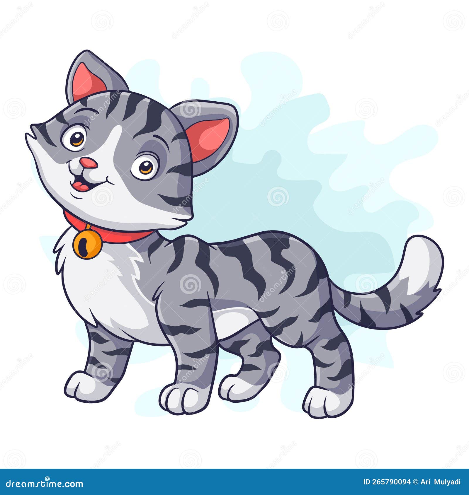 Cartoon Cat on White Background Stock Vector Illustration of playful