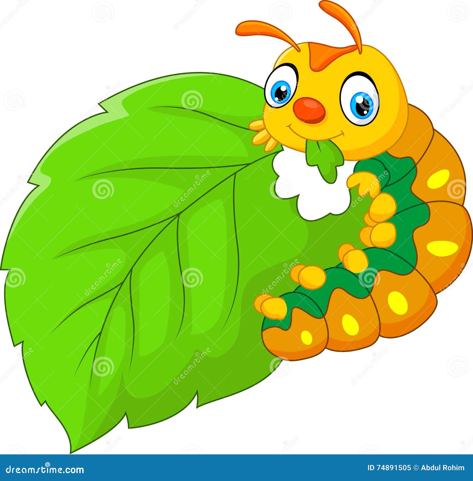 cartoon caterpillar munching leaf Stock Vector Image & Art - Alamy