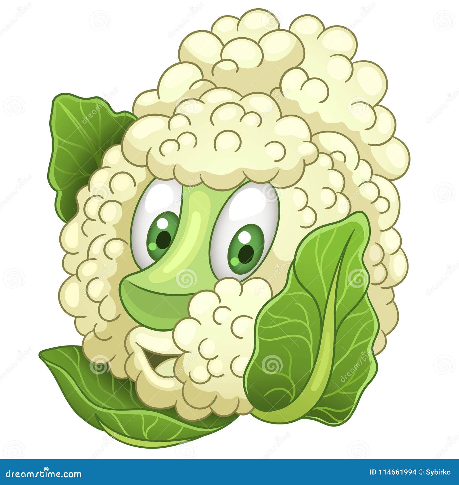 Cartoon Cauliflower Character Stock Vector - Illustration of book