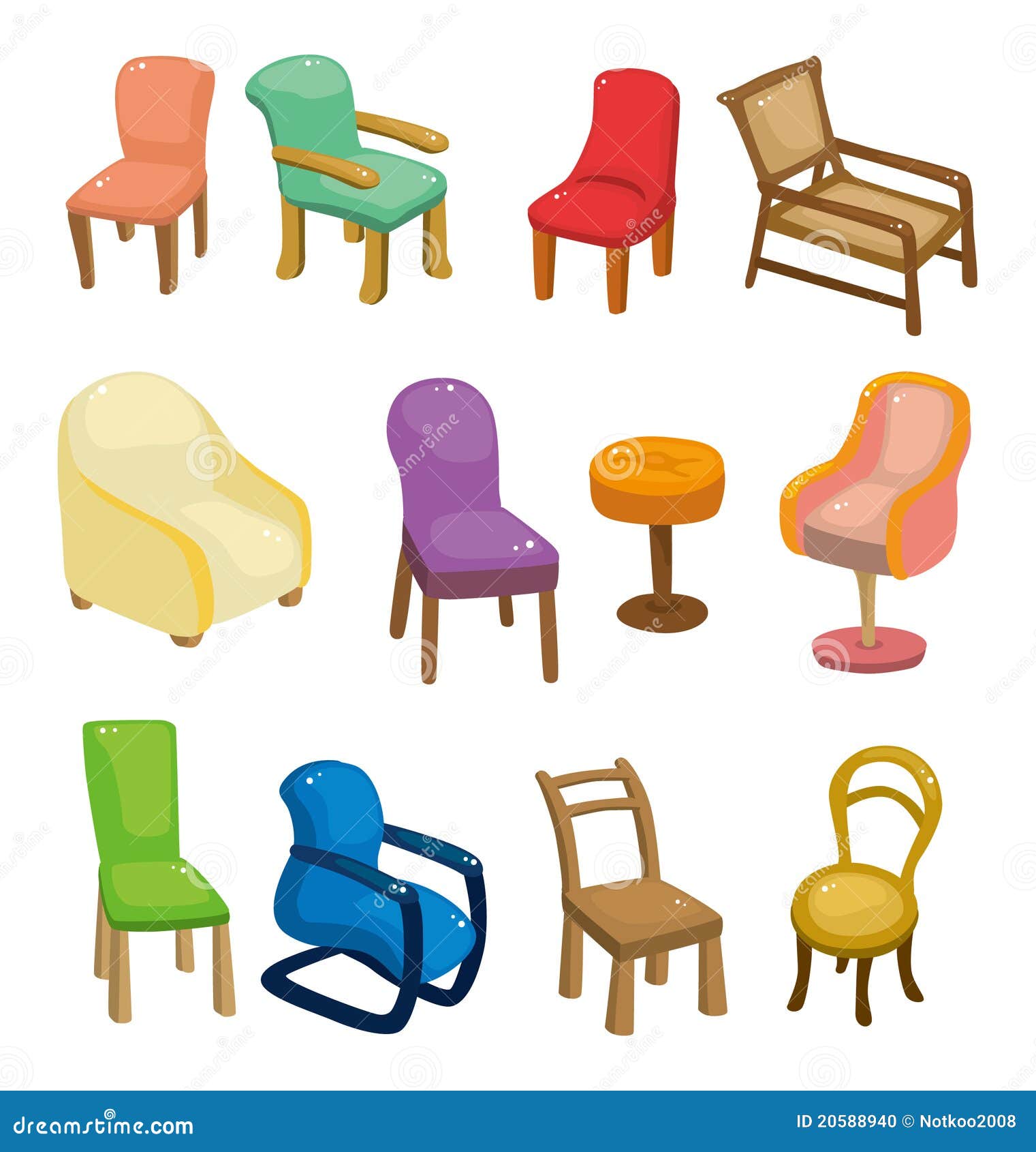 Cartoon Chair Furniture Icon Set Stock Photo - Image: 20588940