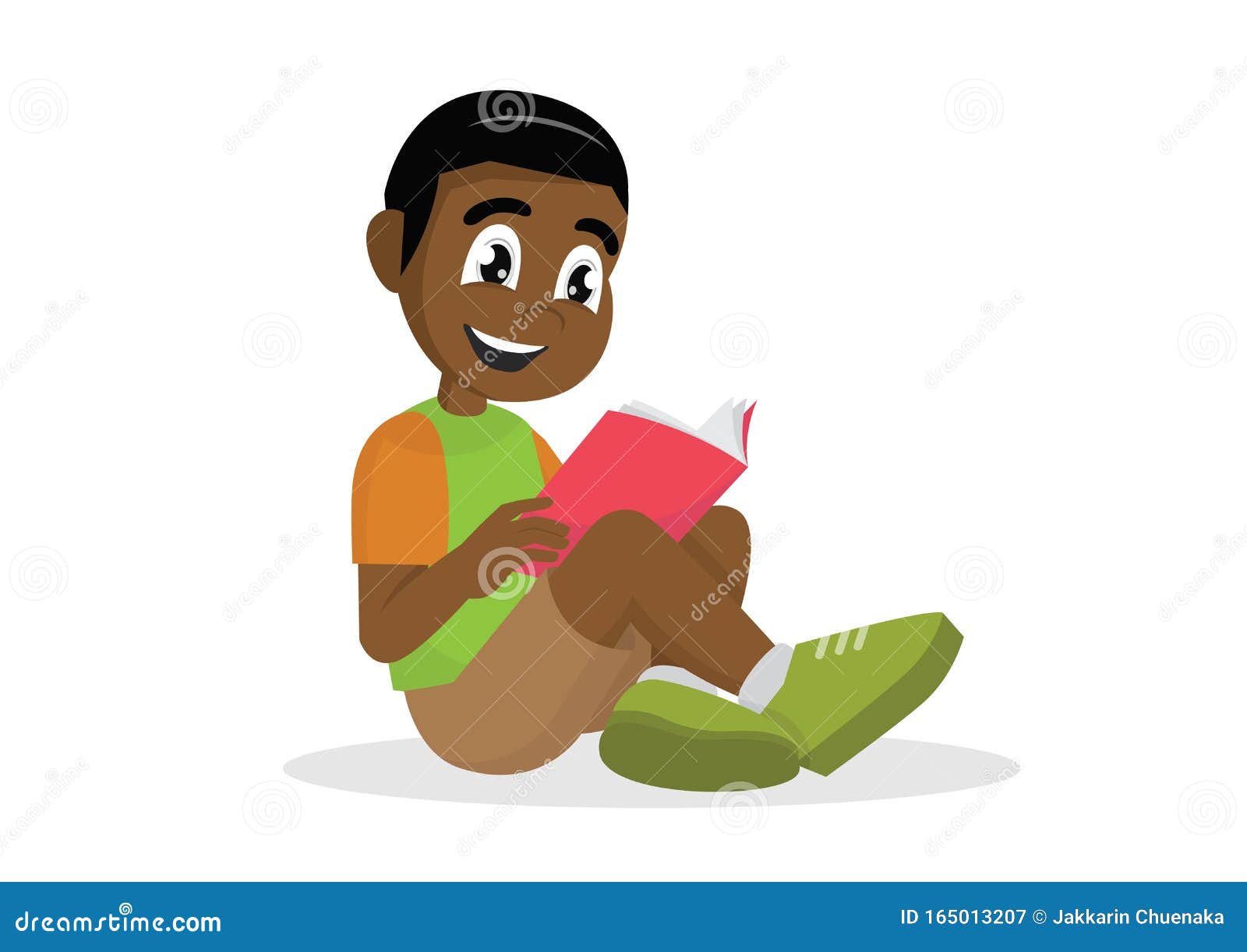 Cartoon Character, African Boy Reading Book. Stock Vector ...