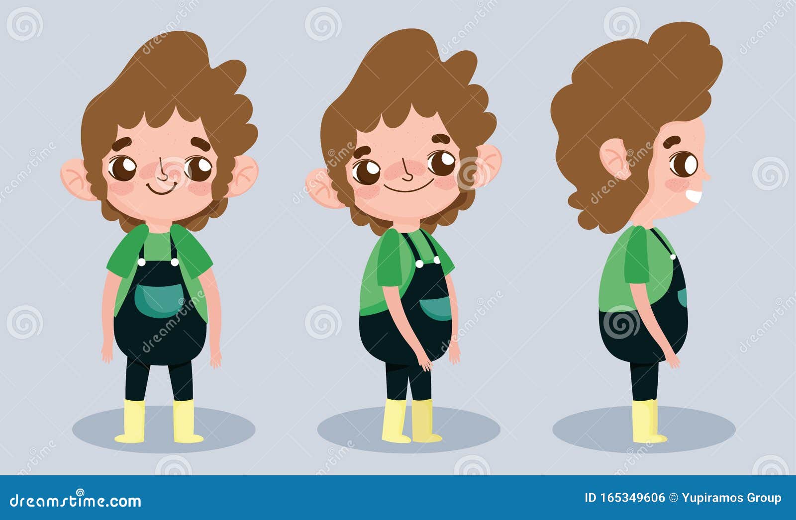 Cartoon Character Animation Little Boy with Overalls and Boots Stock Vector  - Illustration of clip, costume: 165349606