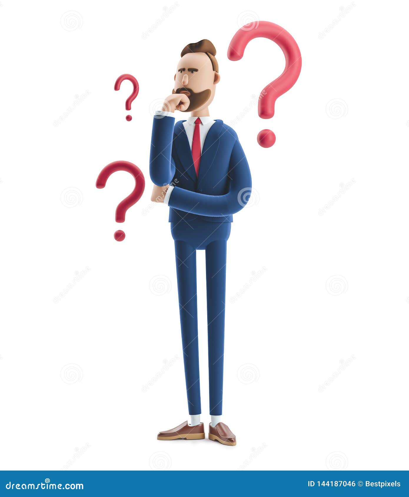 3d Illustration. Businessman Billy Looking for a Solution Stock  Illustration - Illustration of decision, person: 144187046