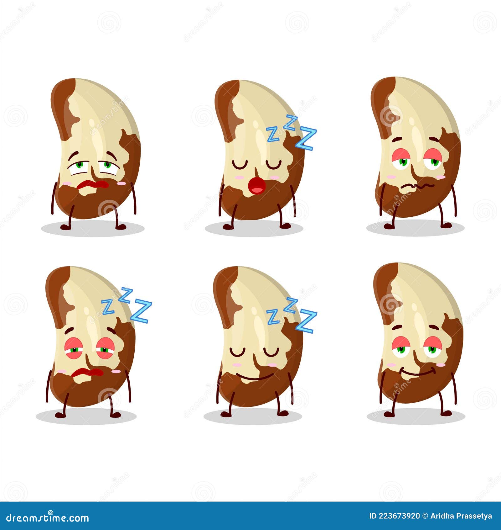 Cartoon Character of Brazil Nuts with Sleepy Expression Stock Vector