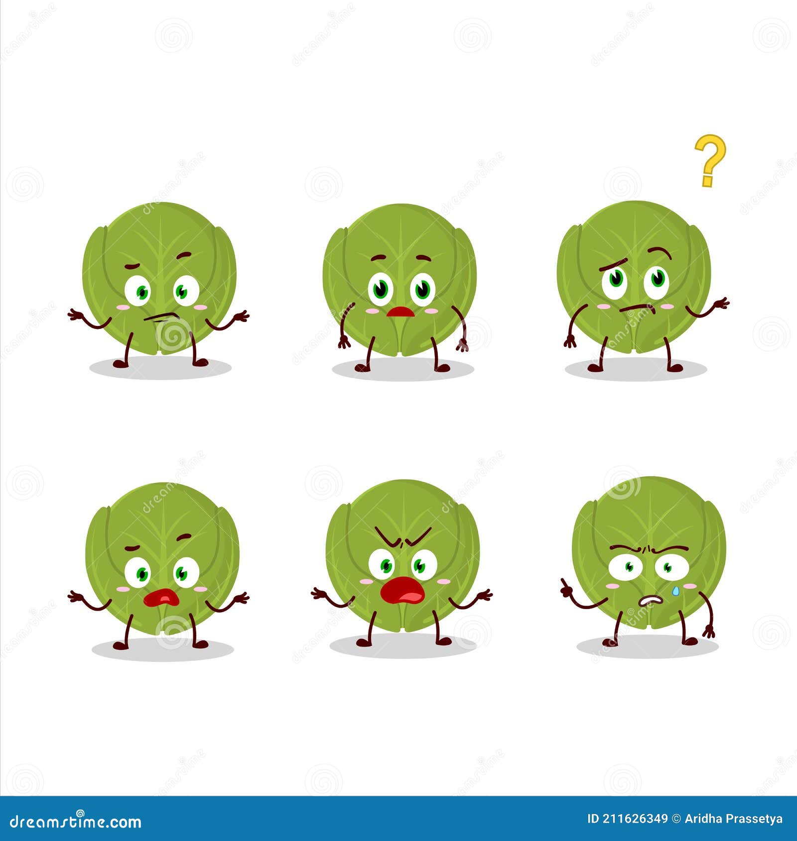 Cartoon Character of Brussels Sprouts with What Expression Stock Vector