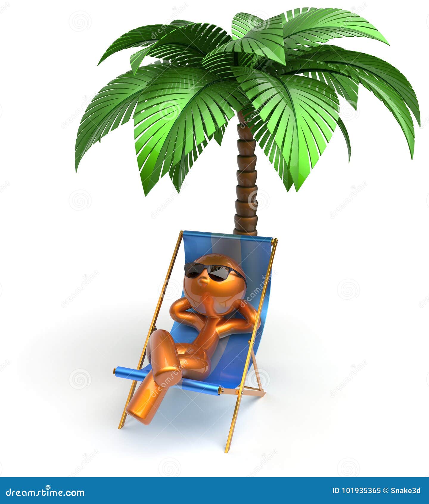 Cartoon Character Chilling Beach Deck Chair Man Relaxing Stock Illustration  - Illustration of paradise, chilling: 101935365