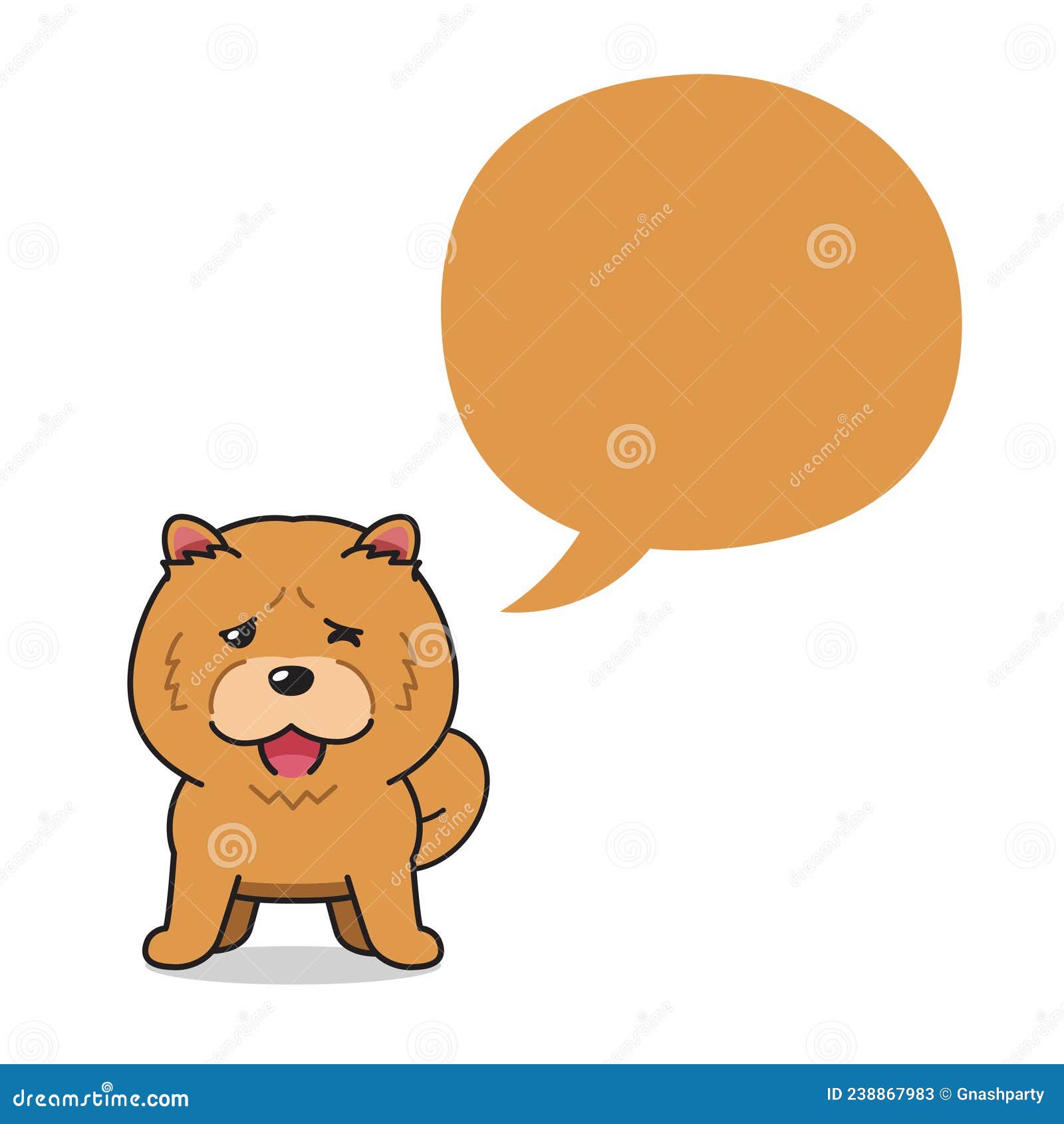 Cartoon Character Chow Chow Dog with Speech Bubble Stock Vector