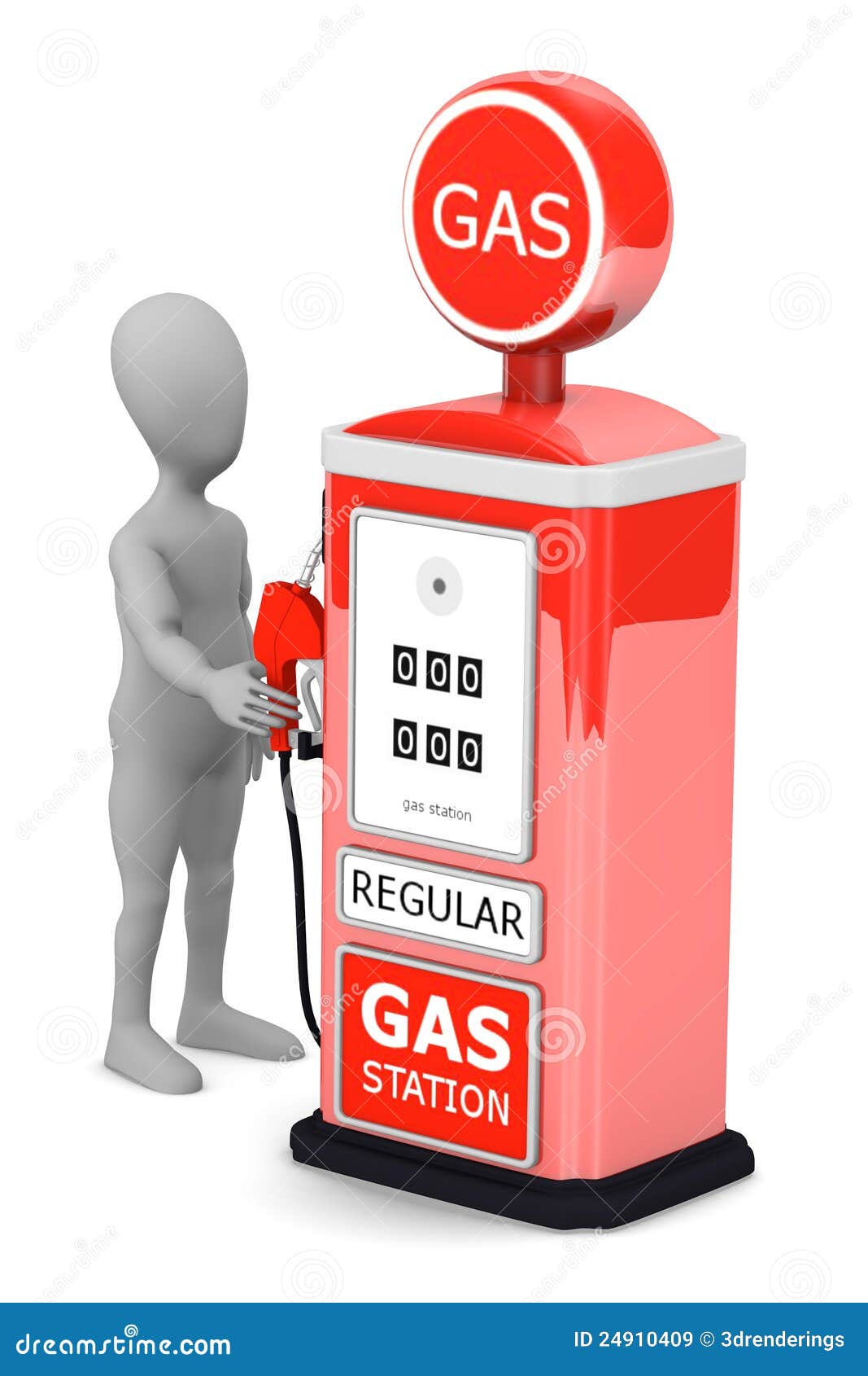 Cartoon Character with Classic Vintage Gas Pump Stock Illustration ...