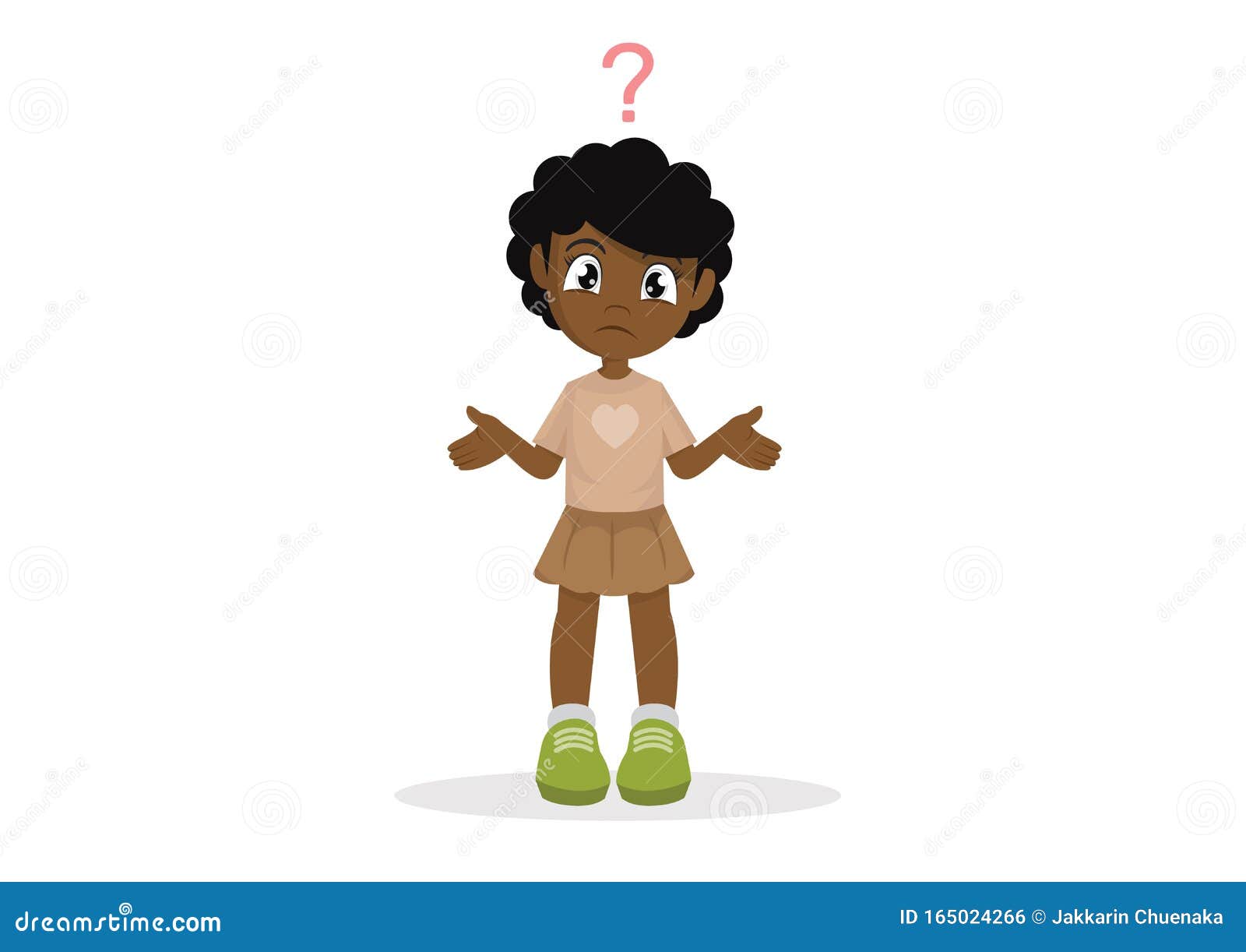 Cartoon Character, Confused African Girl. Stock Vector - Illustration of  graphic, confuse: 165024266