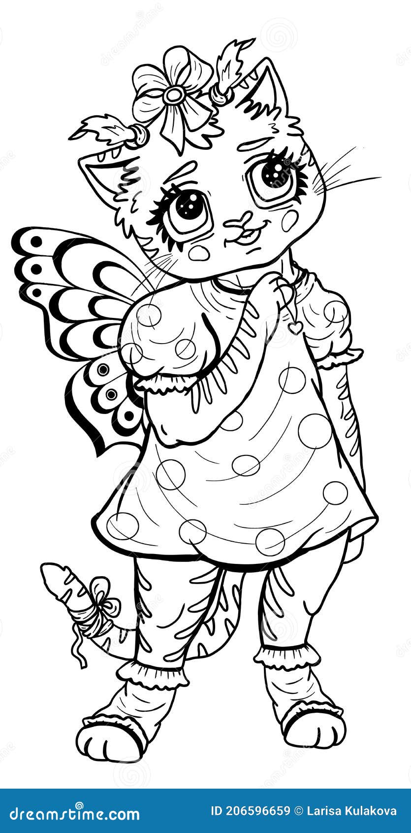 Cartoon Character, Cute Little Girl Tiger with Butterfly Wings, with ...