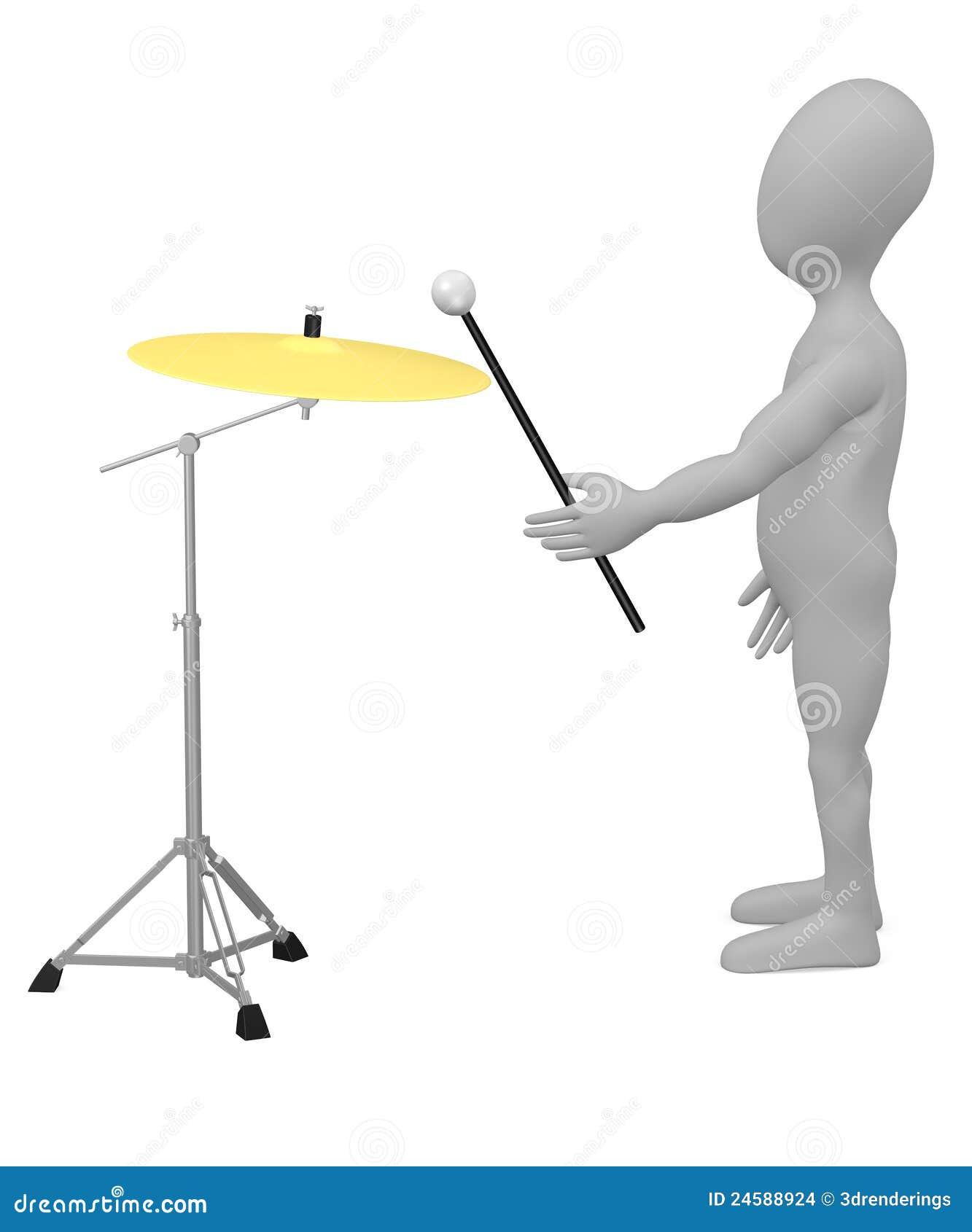 Cartoon Character With Cymbal And Drumstick Stock Illustration