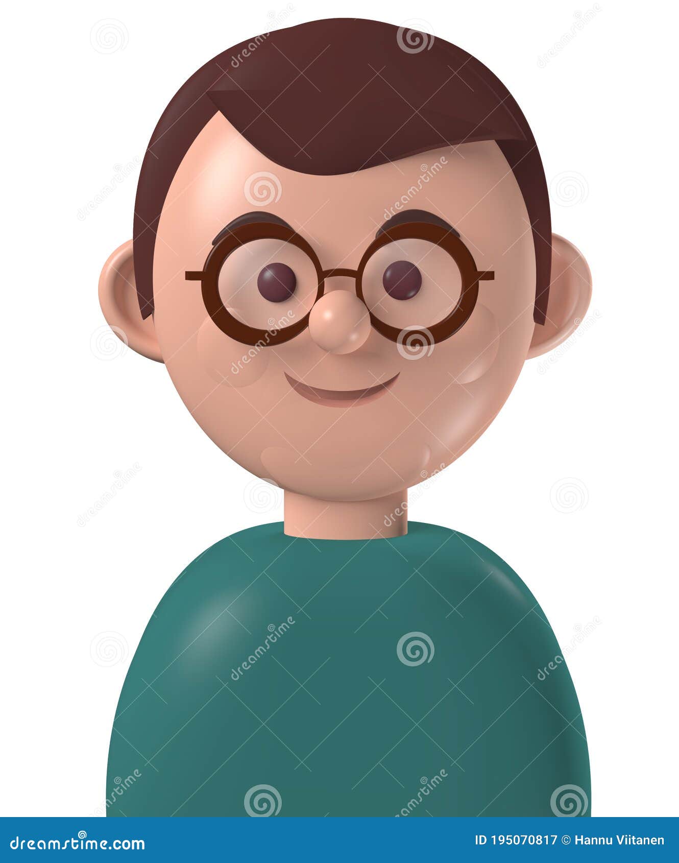 Cartoon Character 3d Happy Young Man with Brown Hair and Glasses Stock  Illustration - Illustration of character, comic: 195070817