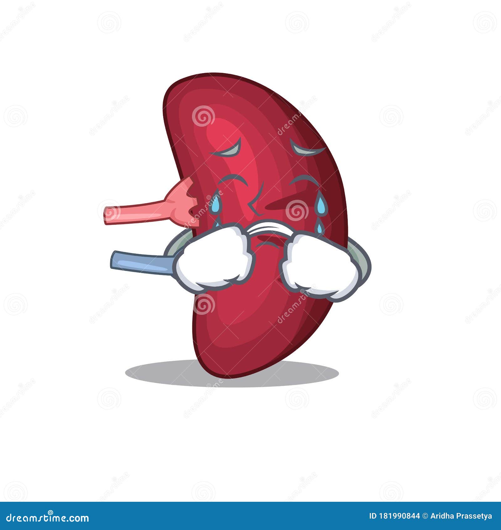 Cartoon Character Design of Human Spleen with a Crying Face Stock ...