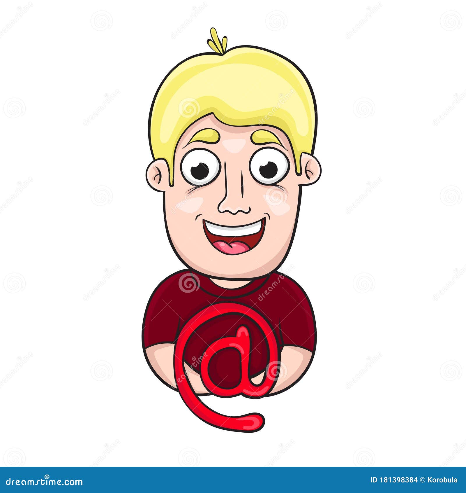 Cartoon Character Design with Symbol Email Address Dog. Vector Illustration Stock Vector